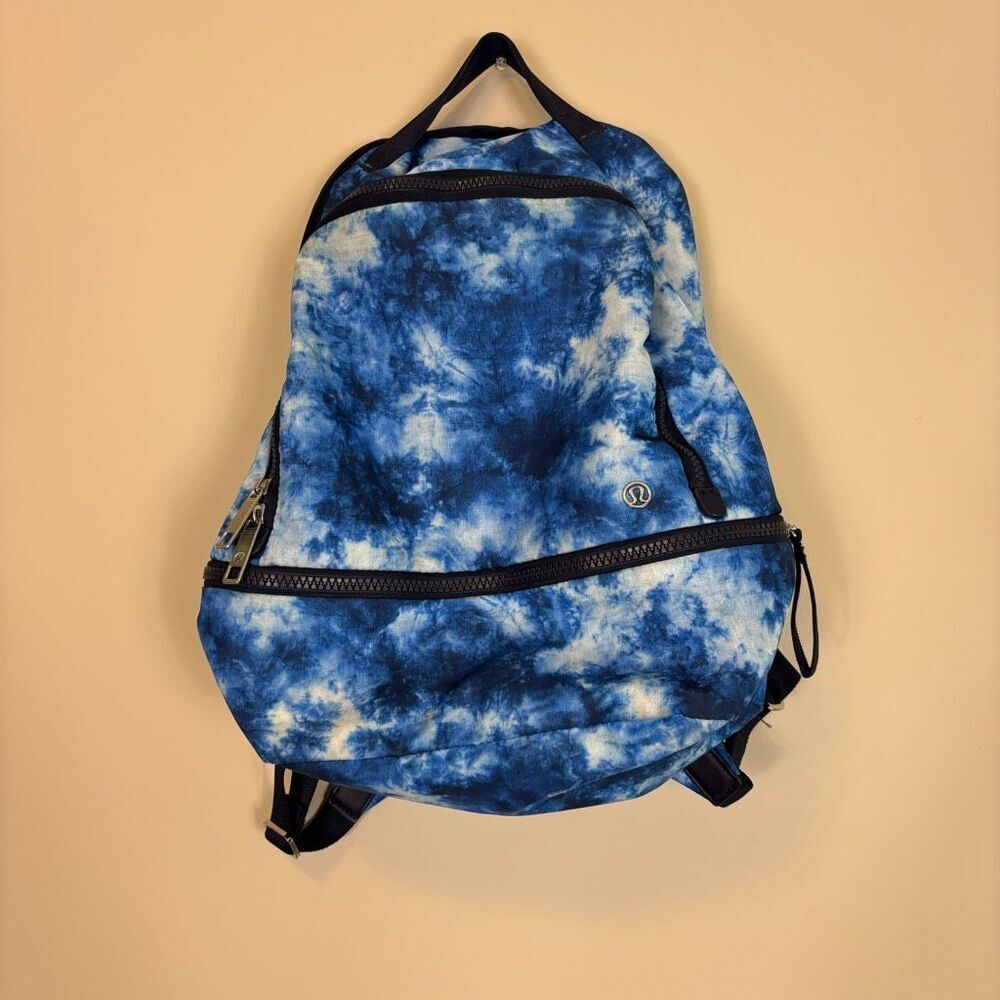 Lululemon Blue with White Watercolor Print Backpack 16"